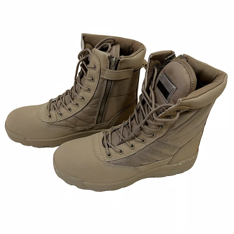 Tan Side Zip Tactical Boots
